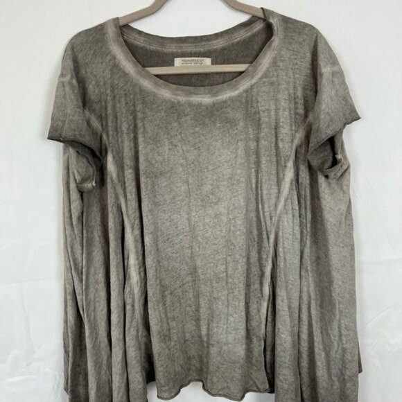 ALL SAINTS Asymmetrical Oversized Distressed Lagenlook Tee in Grey Size 6 - Picture 4 of 13